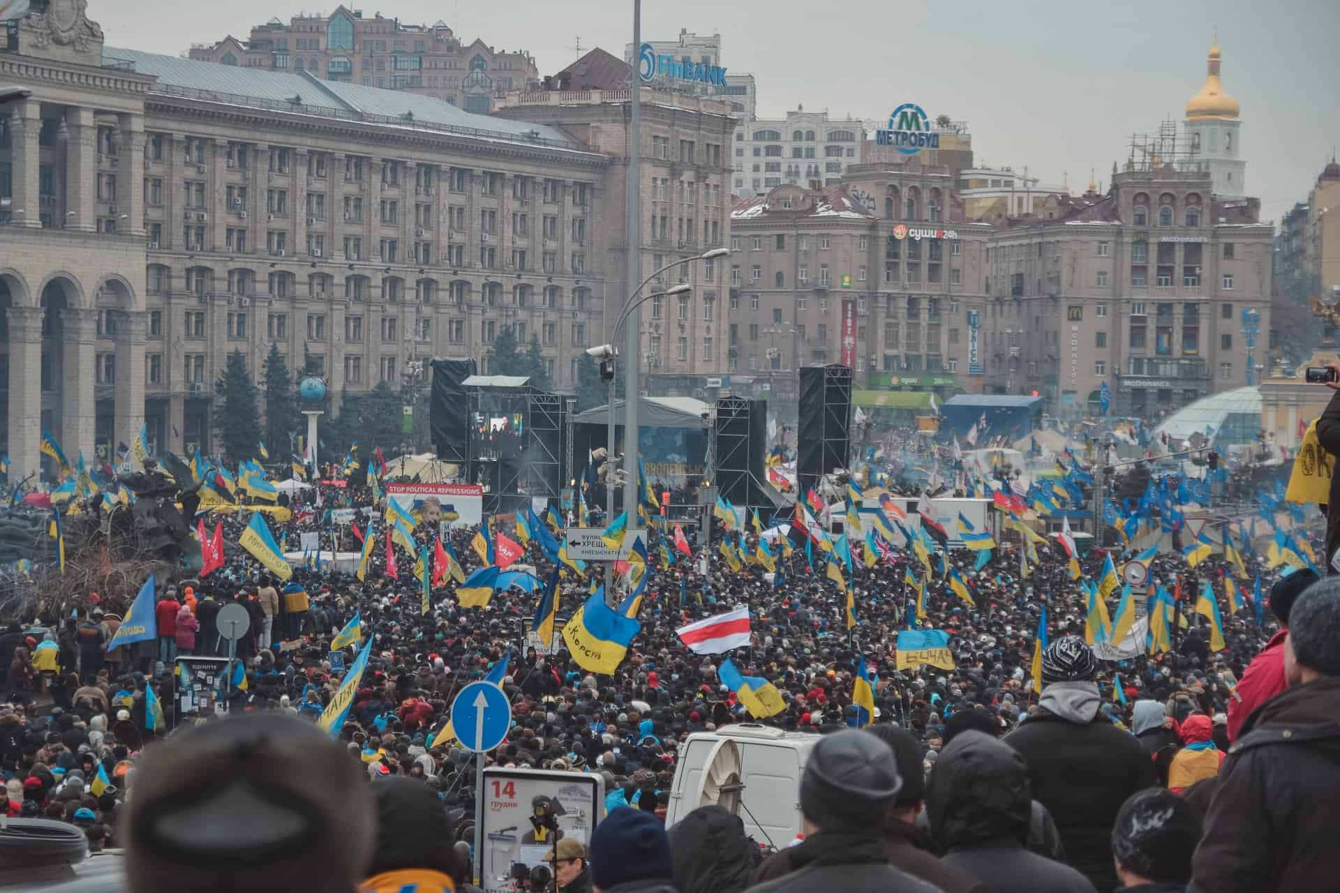 Protester mot den ukrainske presidenten i Kiev, desember 2013