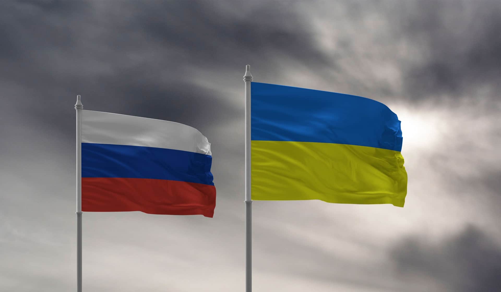Russlands og Ukrainas flagg
