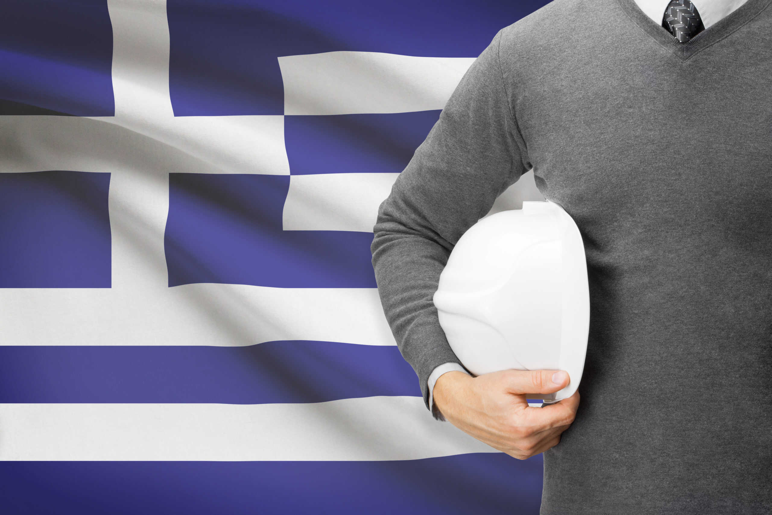 Architect,With,Flag,On,Background,-,Greece